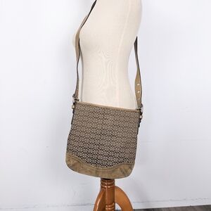 Coach Autre Marque Signature Monogram Brown Beige Leather Shoulder Bag F10944